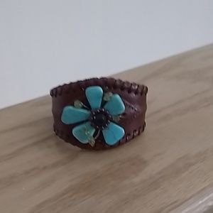 Leather cuff , Ippolita resin and sterling bracy